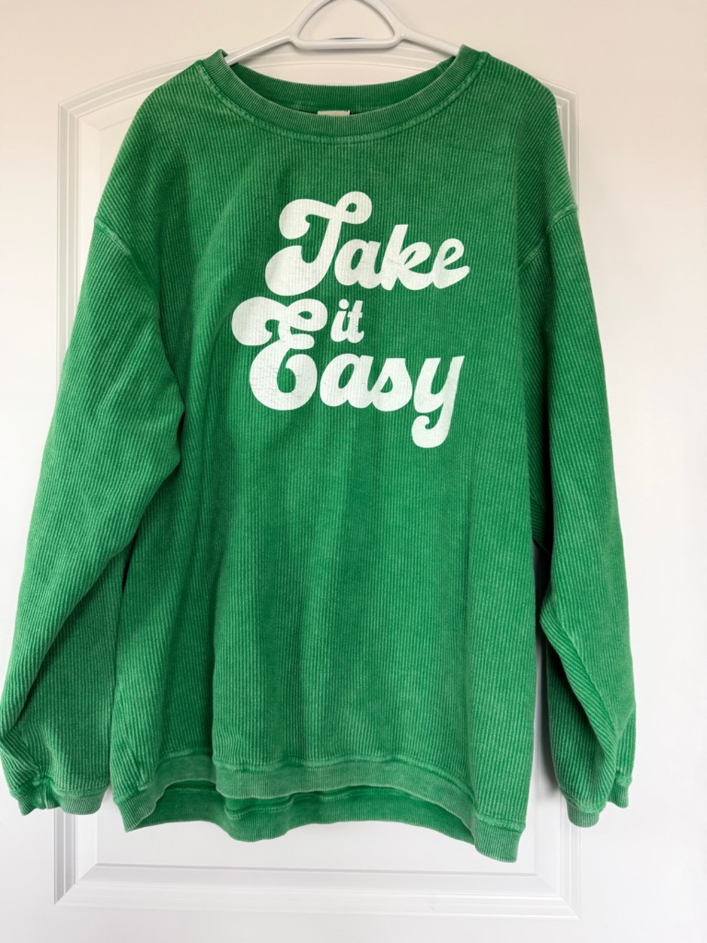 Take It Easy Green Corduroy Sweatshirt - Women’s Crewneck